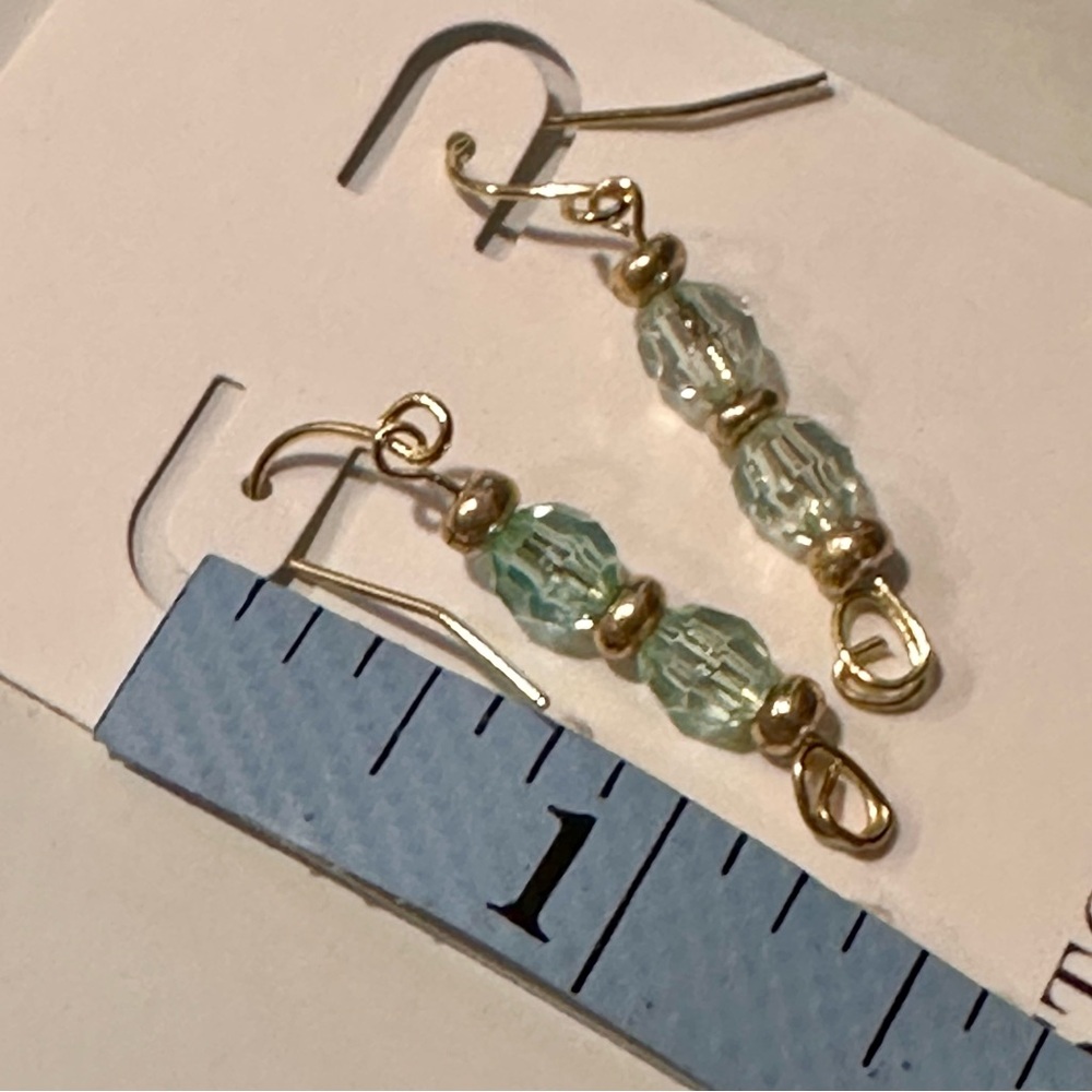 Beautiful Aqua and Gold Dangle Earrings - Picture 5 of 9
